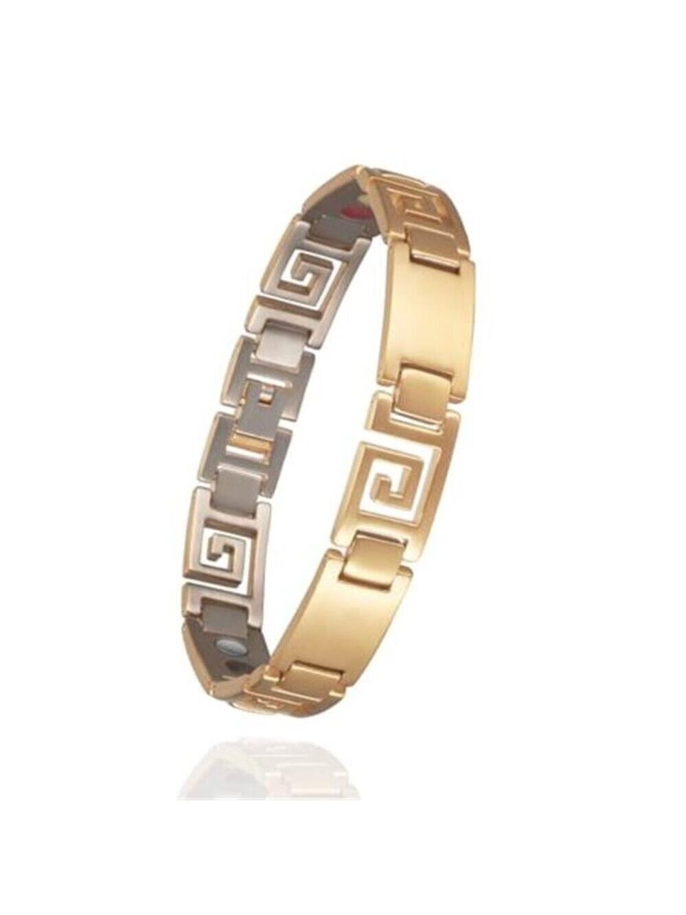 Magnetic Bracelet for Women Men, 9.44'' Unique Design Gold Titanium Steel